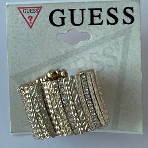 Guess Gold Textured Ring Set - Stretch Ring